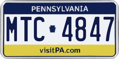 PA license plate MTC4847