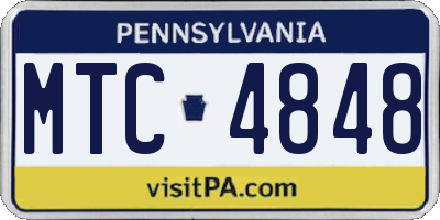 PA license plate MTC4848