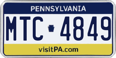 PA license plate MTC4849