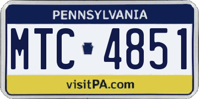 PA license plate MTC4851