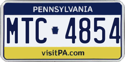 PA license plate MTC4854