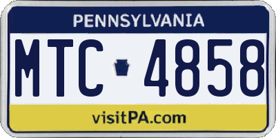 PA license plate MTC4858