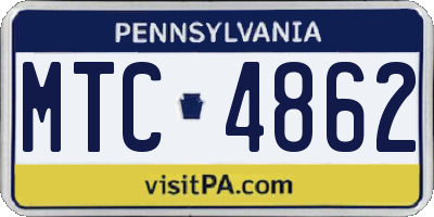 PA license plate MTC4862