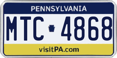 PA license plate MTC4868