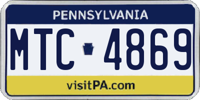 PA license plate MTC4869