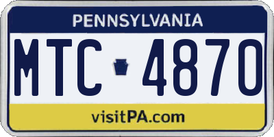 PA license plate MTC4870