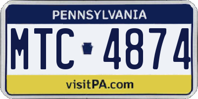 PA license plate MTC4874