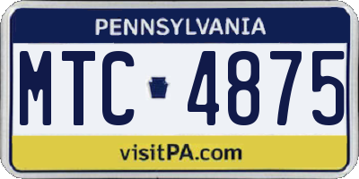 PA license plate MTC4875