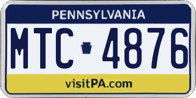 PA license plate MTC4876