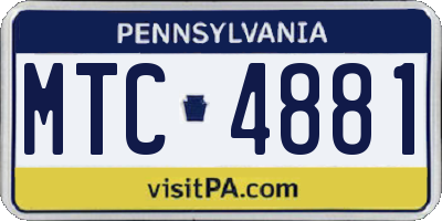 PA license plate MTC4881