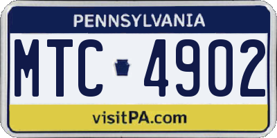 PA license plate MTC4902