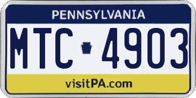 PA license plate MTC4903