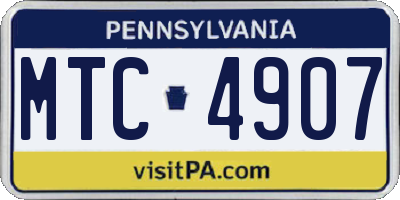 PA license plate MTC4907