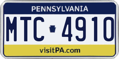 PA license plate MTC4910