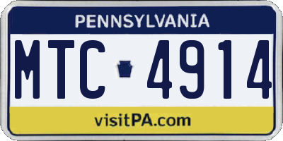 PA license plate MTC4914
