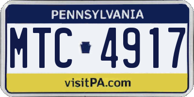 PA license plate MTC4917