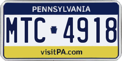 PA license plate MTC4918