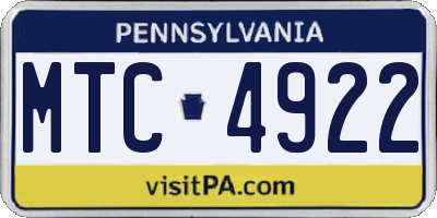 PA license plate MTC4922