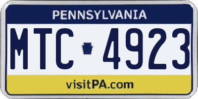 PA license plate MTC4923