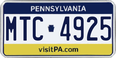 PA license plate MTC4925