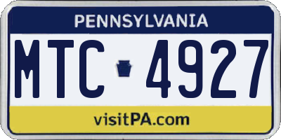 PA license plate MTC4927