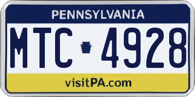 PA license plate MTC4928