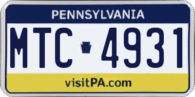 PA license plate MTC4931