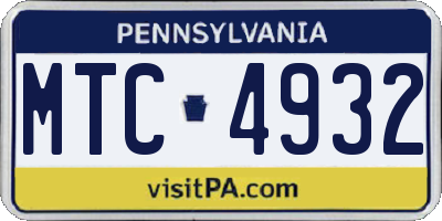 PA license plate MTC4932