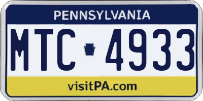 PA license plate MTC4933