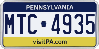 PA license plate MTC4935