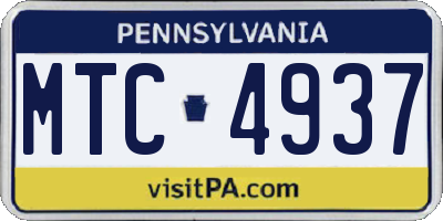 PA license plate MTC4937
