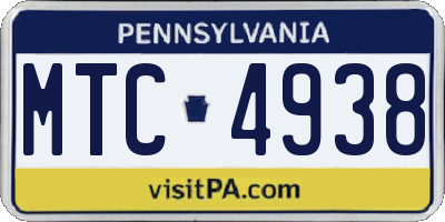 PA license plate MTC4938