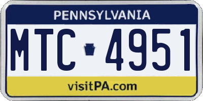PA license plate MTC4951