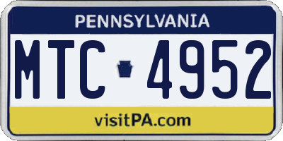 PA license plate MTC4952