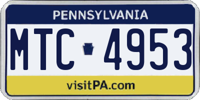 PA license plate MTC4953