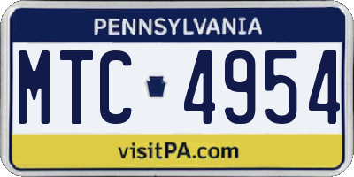 PA license plate MTC4954