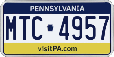 PA license plate MTC4957