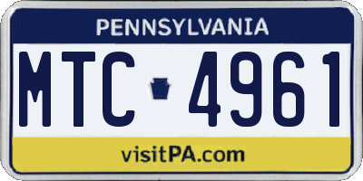 PA license plate MTC4961