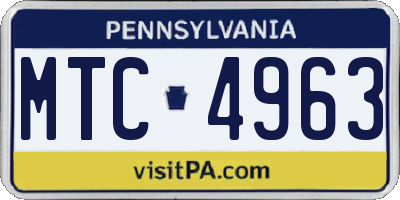 PA license plate MTC4963