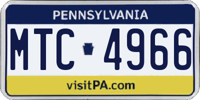 PA license plate MTC4966
