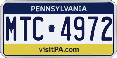PA license plate MTC4972