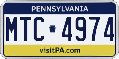 PA license plate MTC4974