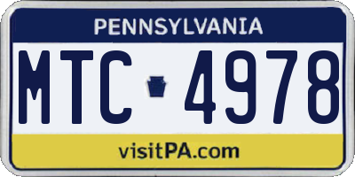 PA license plate MTC4978