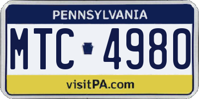 PA license plate MTC4980