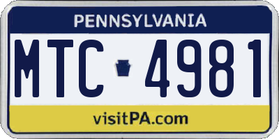 PA license plate MTC4981