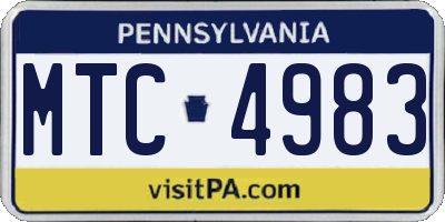 PA license plate MTC4983