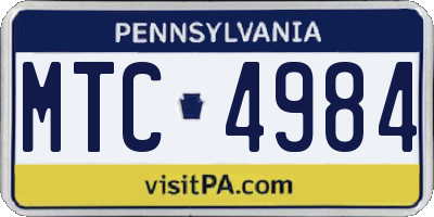 PA license plate MTC4984