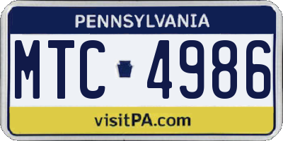 PA license plate MTC4986