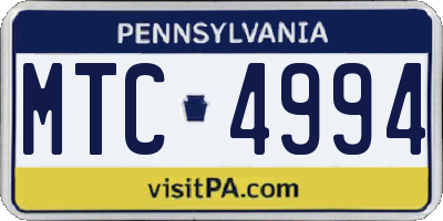 PA license plate MTC4994