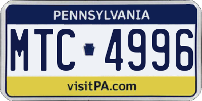 PA license plate MTC4996